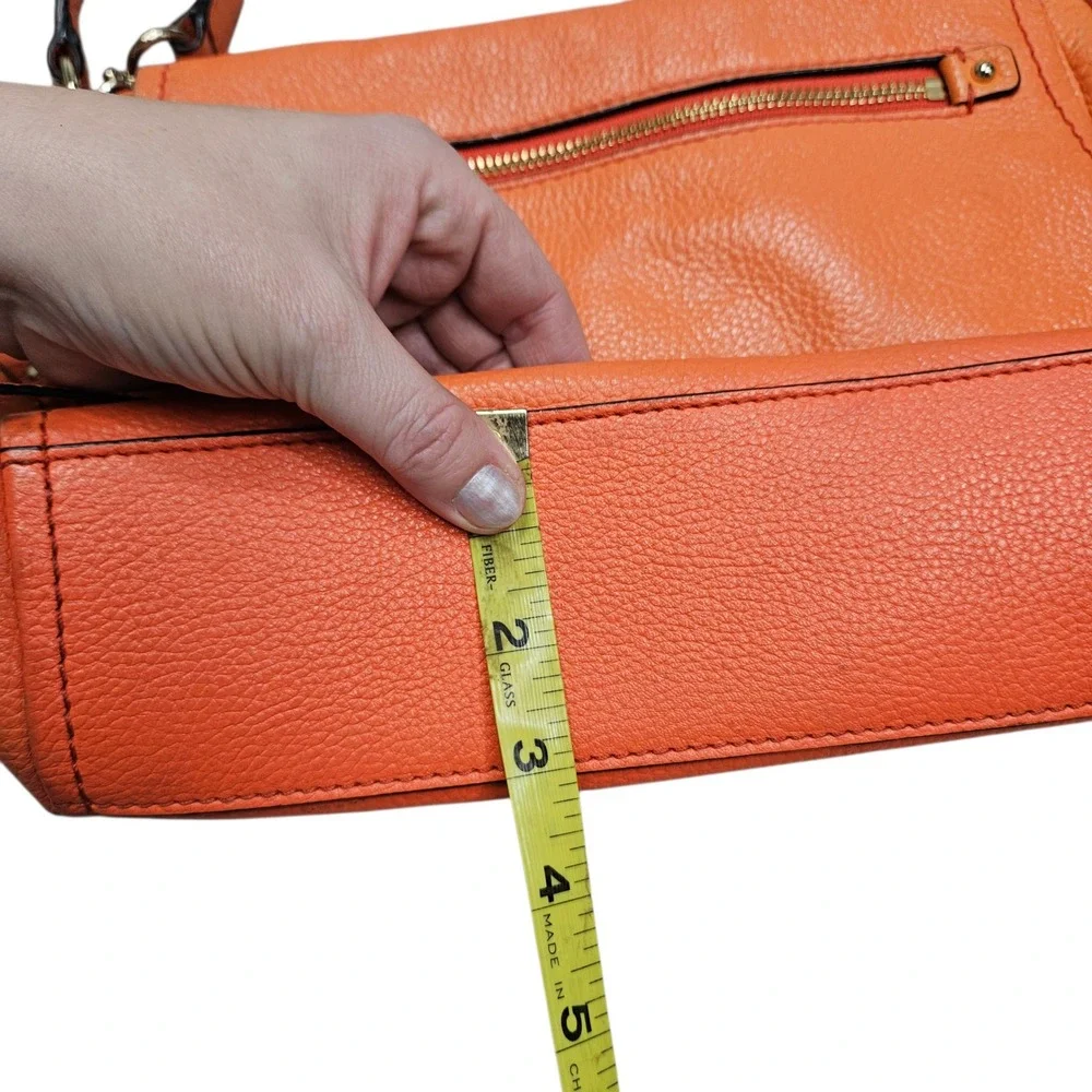 Kate Spade Pebbled Leather Crossbody Bag Coral Orange Flap Zip‎ Pocket Bright